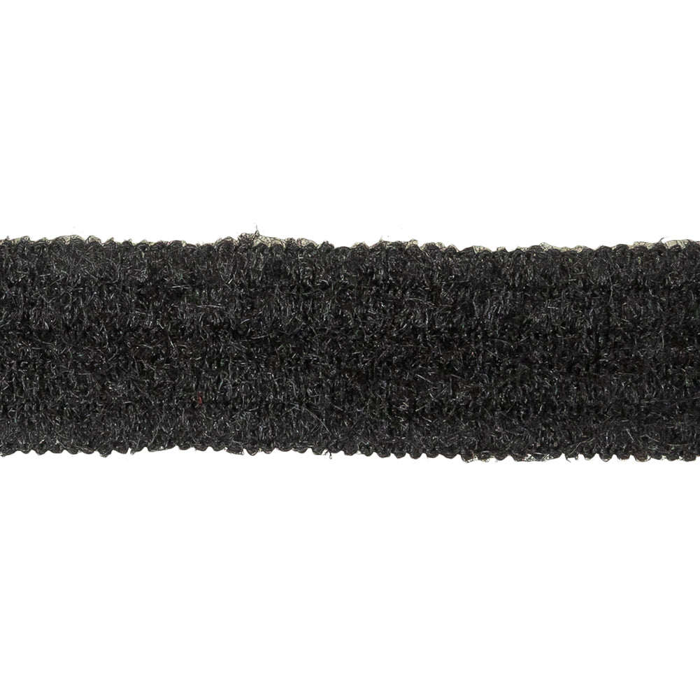 Black Fuzzy Wool Blend Foldover Trim - 1" Detail Black Fuzzy Wool Blend Foldover Trim - 1" Detail