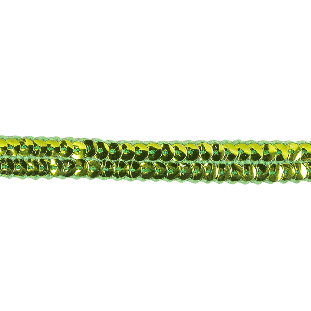 Metallic Lime Two Row Sequins Trim - 0.5" Detail Metallic Lime Two Row Sequins Trim - 0.5" Detail