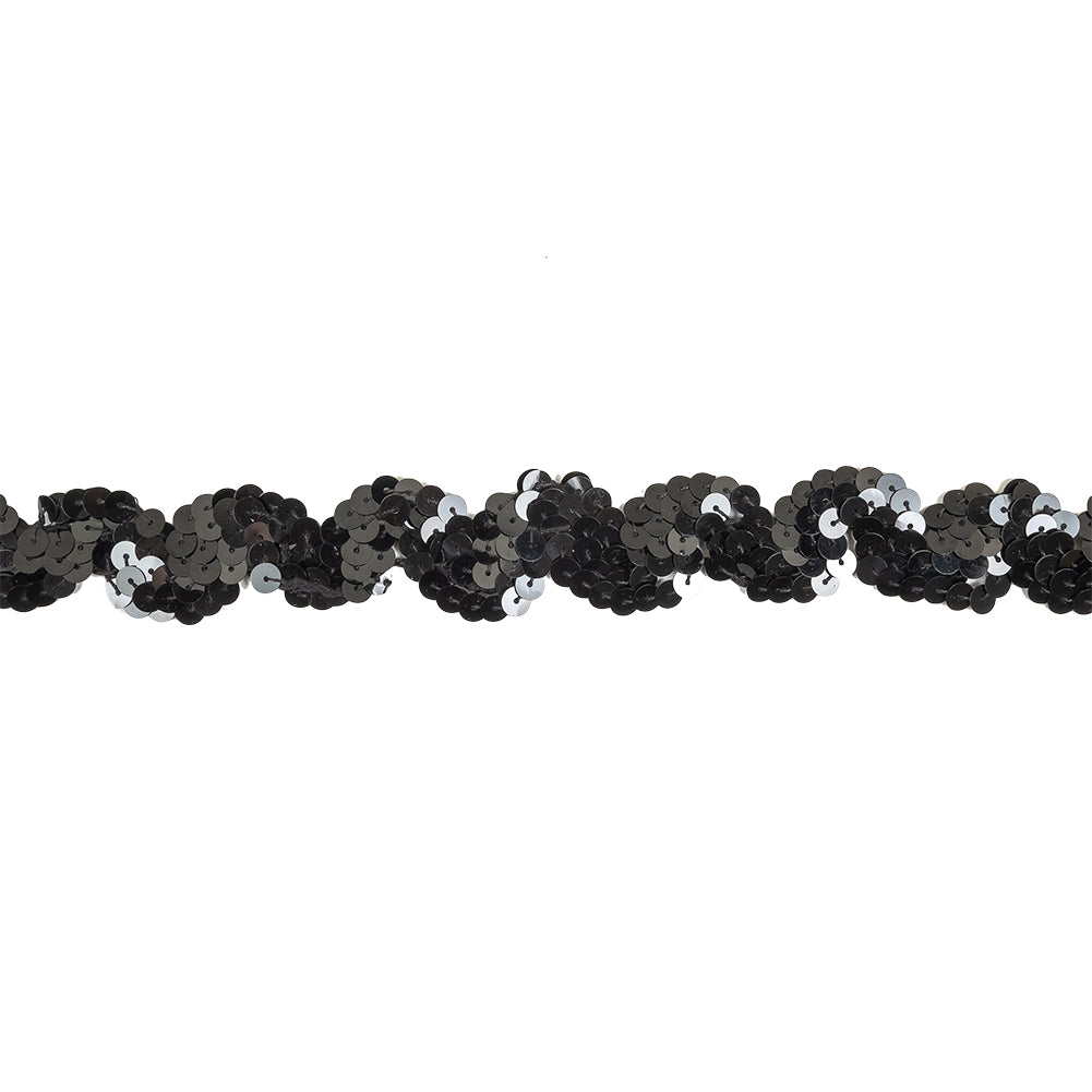 Black Sequins Ric Rac Trim - 1.125" Black Sequins Ric Rac Trim - 1.125"