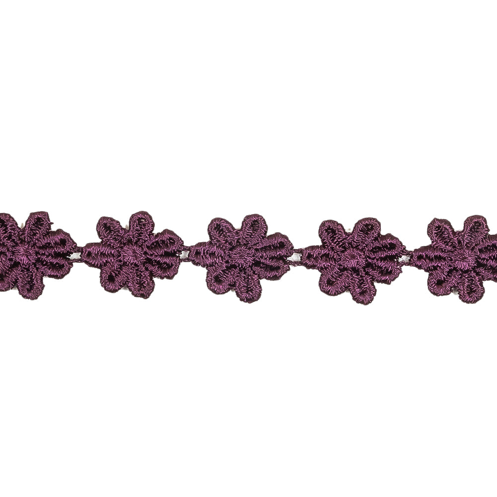 Plum Floral Venise Lace Trim - 0.625" Detail Plum Floral Venise Lace Trim - 0.625" Detail