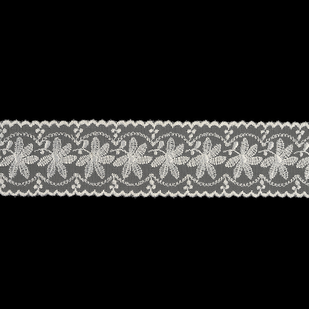 Luminous White Big Flowers Embroidered Lace Trim - 2" Luminous White Big Flowers Embroidered Lace Trim - 2"