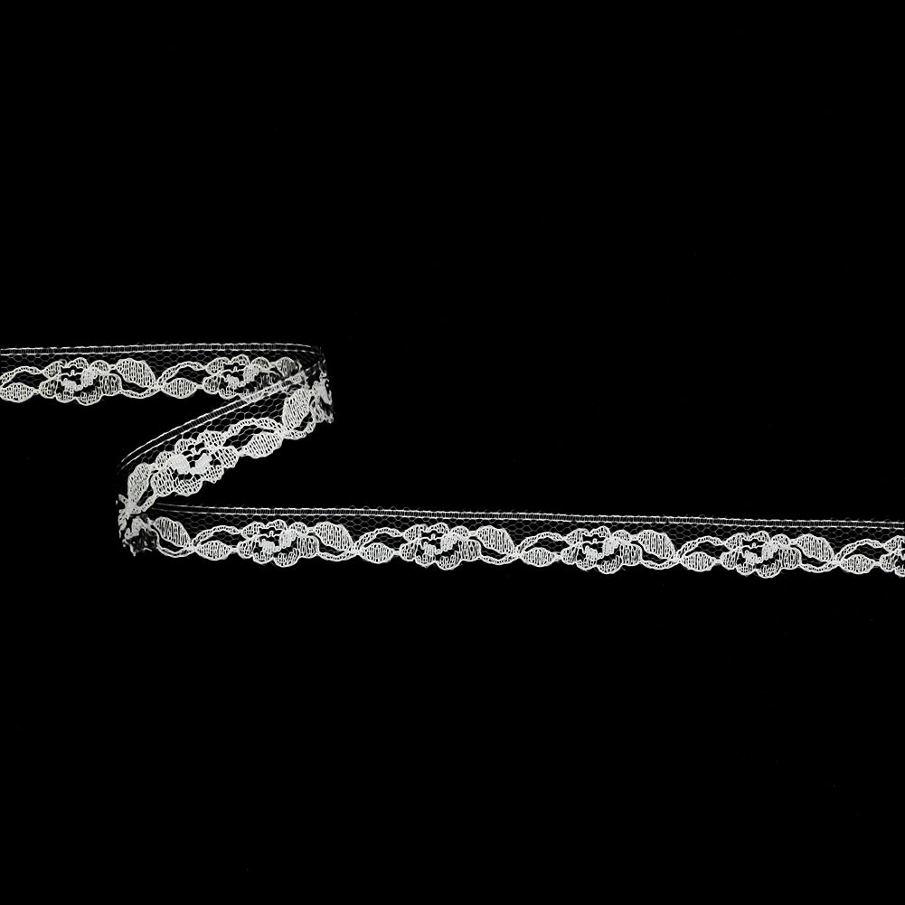 White Floral Re-Embroidered Lace Trim - 0.5" White Floral Re-Embroidered Lace Trim - 0.5"