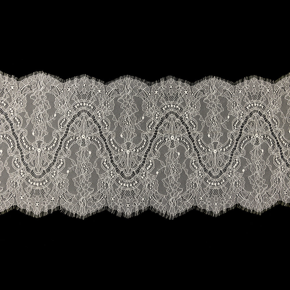 White Alyssum Floral and Paisley Chantilly Lace Trim - 12" x 3yd White Alyssum Floral and Paisley Chantilly Lace Trim - 12" x 3yd