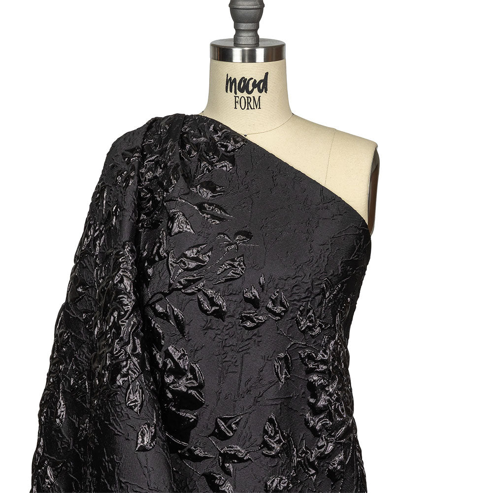 Metallic Black Roses and Leaves Luxury Brocade Drape Metallic Black Roses and Leaves Luxury Brocade Drape