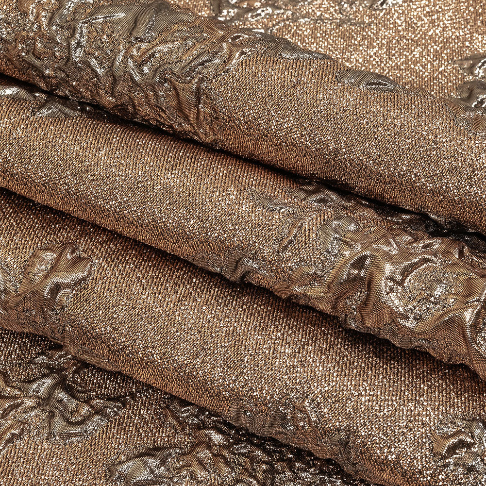 Metallic Gunmetal and Copper Floral Luxury Brocade Folded Metallic Gunmetal and Copper Floral Luxury Brocade Folded