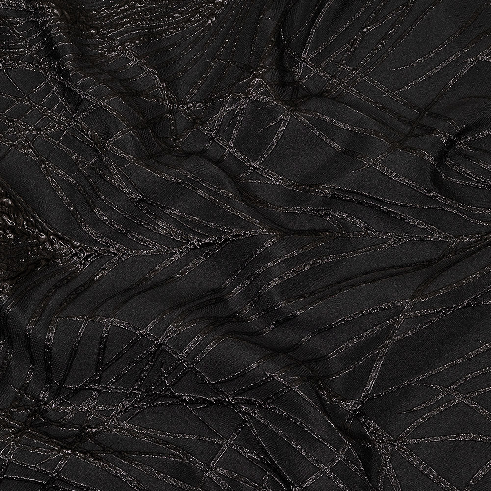 Metallic Black Feathers Luxury Brocade Metallic Black Feathers Luxury Brocade