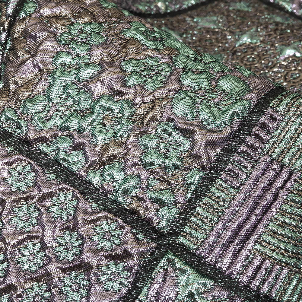 Metallic Baby Blue, Rose Gold and Lilac Patchwork Squares Luxury Brocade Detail Metallic Baby Blue, Rose Gold and Lilac Patchwork Squares Luxury Brocade Detail