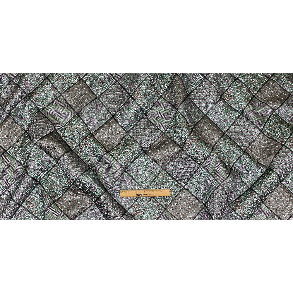Metallic Baby Blue, Rose Gold and Lilac Patchwork Squares Luxury Brocade Full Metallic Baby Blue, Rose Gold and Lilac Patchwork Squares Luxury Brocade Full