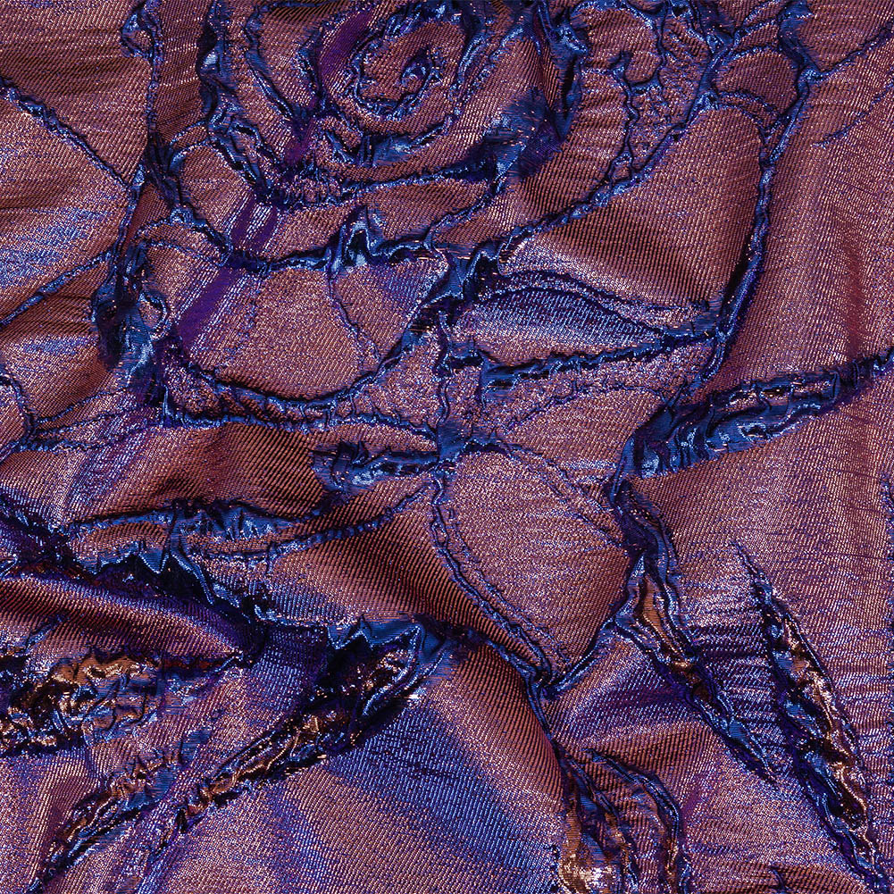 Metallic Iridescent Rose Gold and Bright Blue Floral Luxury Brocade Metallic Iridescent Rose Gold and Bright Blue Floral Luxury Brocade