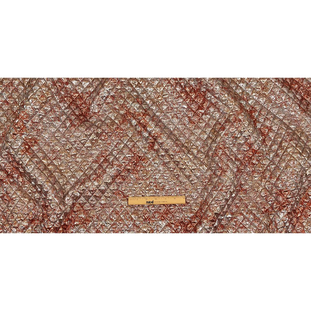 Metallic Copper, Bronze and Silver Diamond Quilted Luxury Brocade Full Metallic Copper, Bronze and Silver Diamond Quilted Luxury Brocade Full