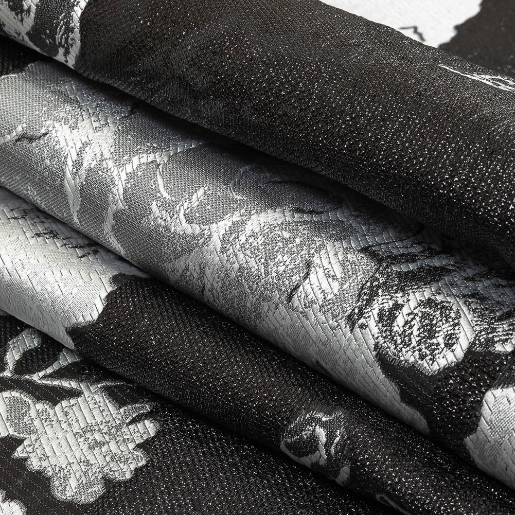 Metallic Black and White Floral Luxury Burnout Brocade Folded Metallic Black and White Floral Luxury Burnout Brocade Folded