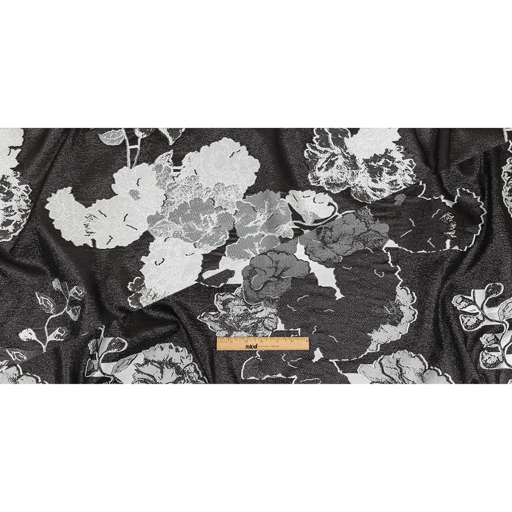 Metallic Black and White Floral Luxury Burnout Brocade Full Metallic Black and White Floral Luxury Burnout Brocade Full