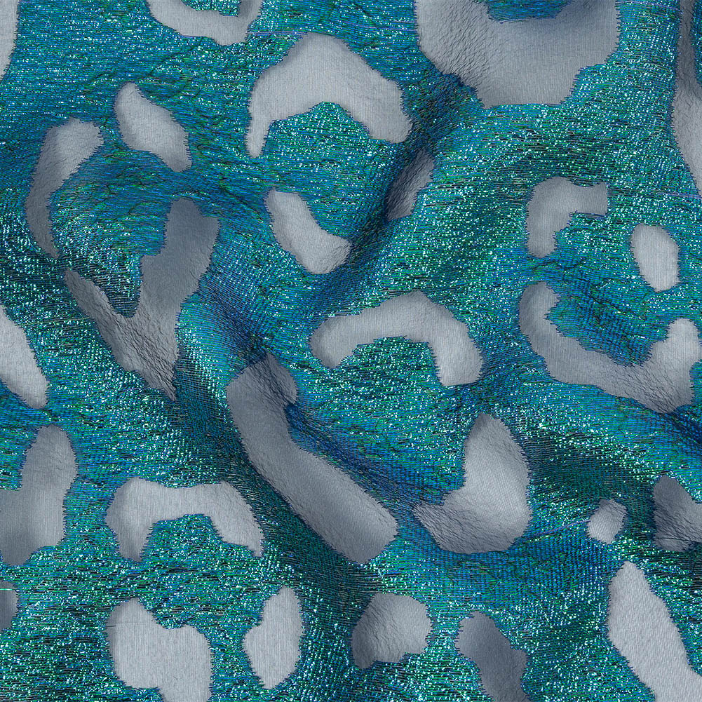 Metallic Royal and Emerald Animal Spots Luxury Burnout Brocade Metallic Royal and Emerald Animal Spots Luxury Burnout Brocade