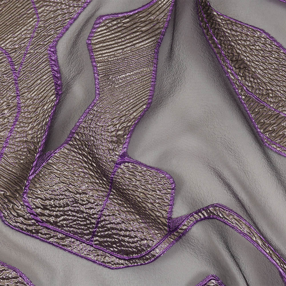 Metallic Silver and Purple Abstract Luxury Burnout Brocade Metallic Silver and Purple Abstract Luxury Burnout Brocade