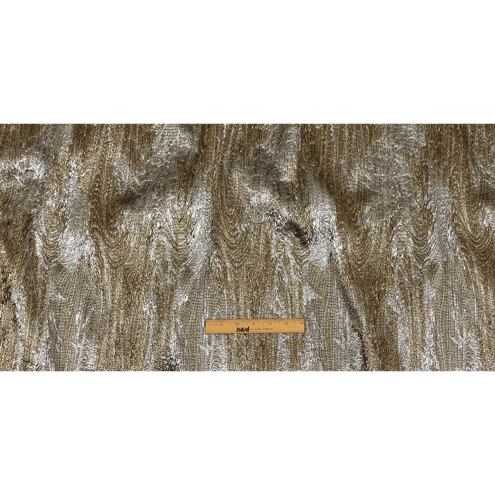 Metallic Silver and Gold Wood Grain Luxury Plisse Brocade Full Metallic Silver and Gold Wood Grain Luxury Plisse Brocade Full