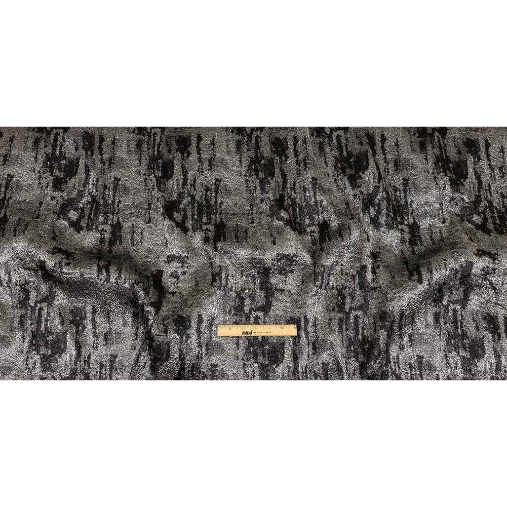 Metallic Silver and Black Abstract Luxury Plisse Brocade Full Metallic Silver and Black Abstract Luxury Plisse Brocade Full