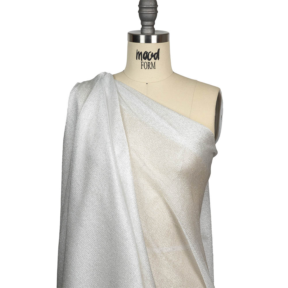 Metallic Silver and White Luxe Novelty Mesh Drape Metallic Silver and White Luxe Novelty Mesh Drape