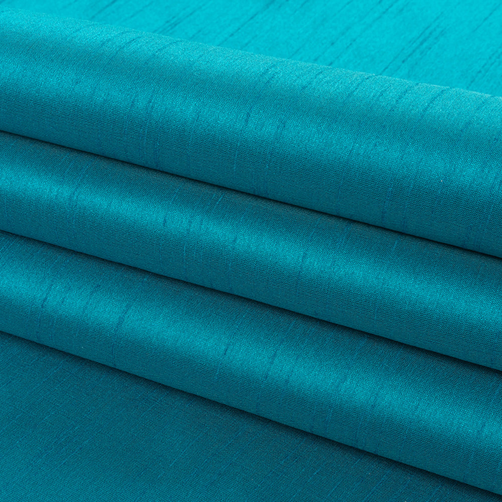 Polyester Shantung - Teal Blue - Eirian Collection - Folded Polyester Shantung - Teal Blue - Eirian Collection - Folded