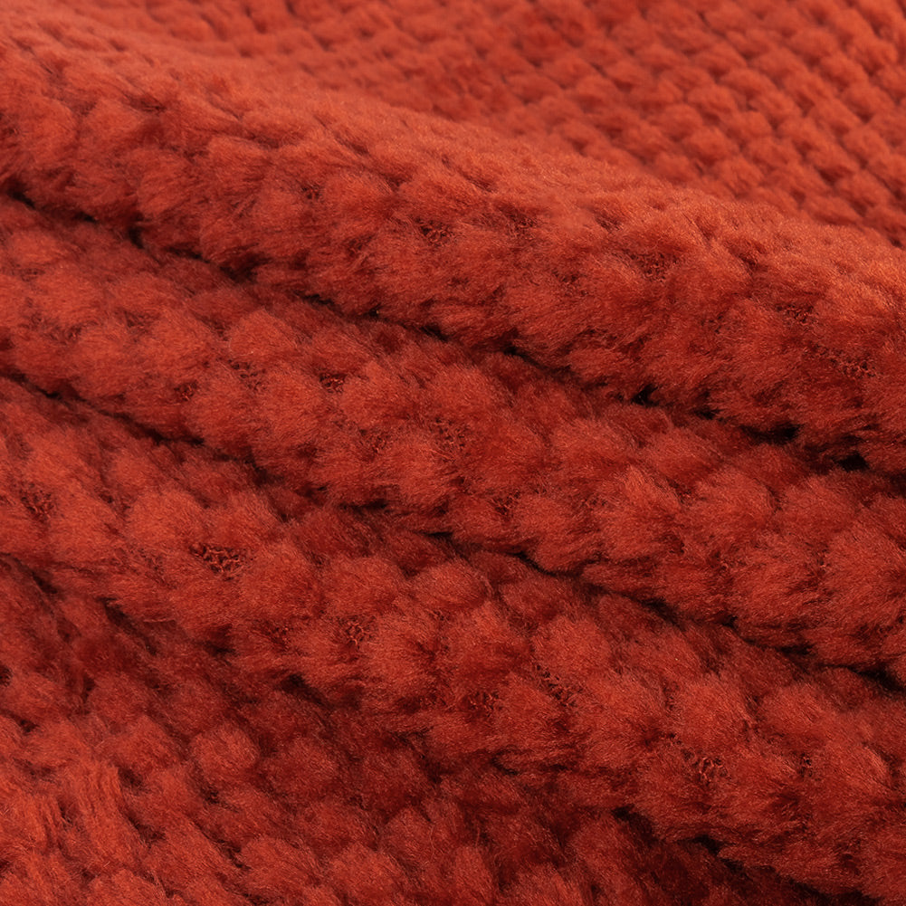 Sun Dried Tomato Plush Polyester Bubble Fleece Folded Sun Dried Tomato Plush Polyester Bubble Fleece Folded