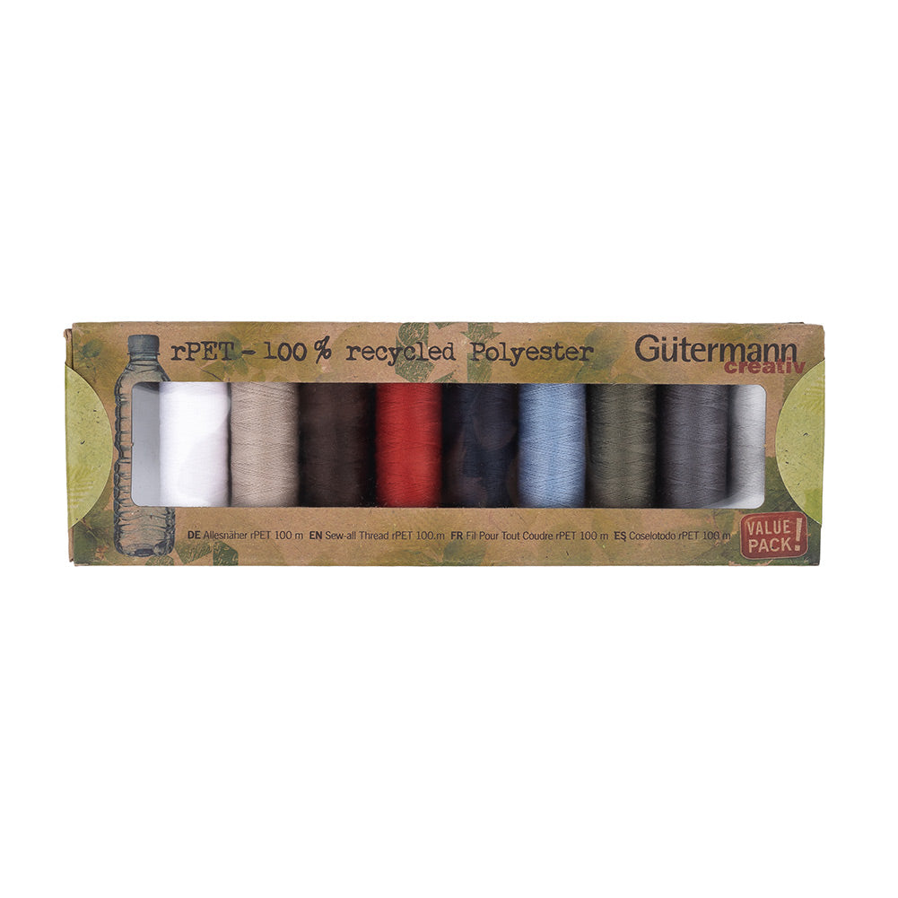 Gutermann Recycled Polyester Thread Set 10ct - Basic Shades Gutermann Recycled Polyester Thread Set 10ct - Basic Shades