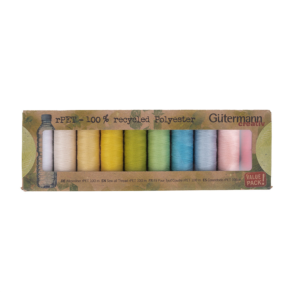 Gutermann Recycled Polyester Thread Set 10ct - Pastel Shades Gutermann Recycled Polyester Thread Set 10ct - Pastel Shades