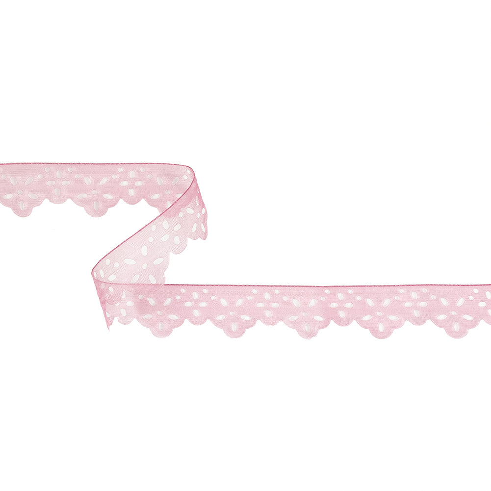 Shimmering Pink Scalloped Burnout Organza Trim - 1" Shimmering Pink Scalloped Burnout Organza Trim - 1"