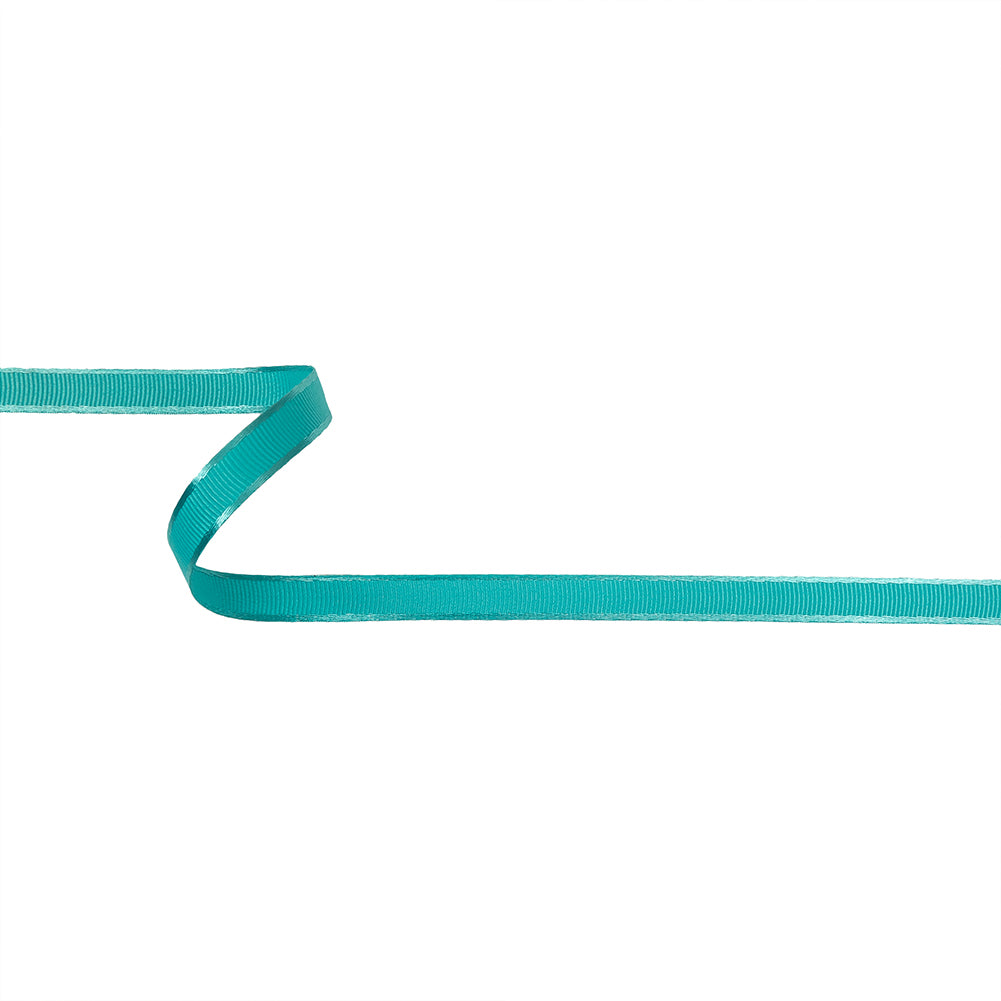 Turquoise Satin-Edged Grosgrain Ribbon - 0.375" Turquoise Satin-Edged Grosgrain Ribbon - 0.375"