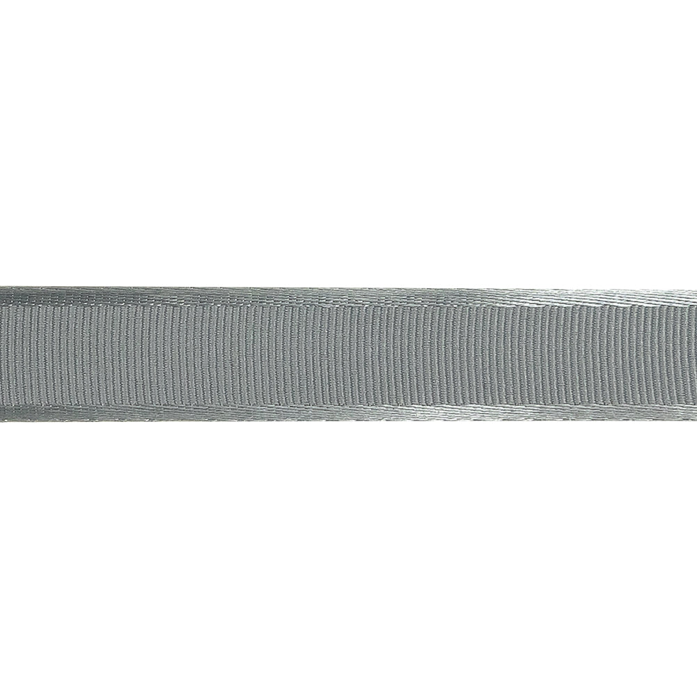 Silver Gray Satin-Edged Grosgrain Ribbon - 0.625" Detail Silver Gray Satin-Edged Grosgrain Ribbon - 0.625" Detail