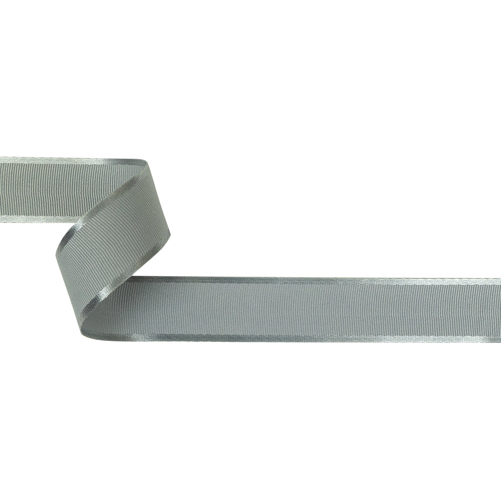 Silver Gray Satin-Edged Grosgrain Ribbon - 1" Silver Gray Satin-Edged Grosgrain Ribbon - 1"