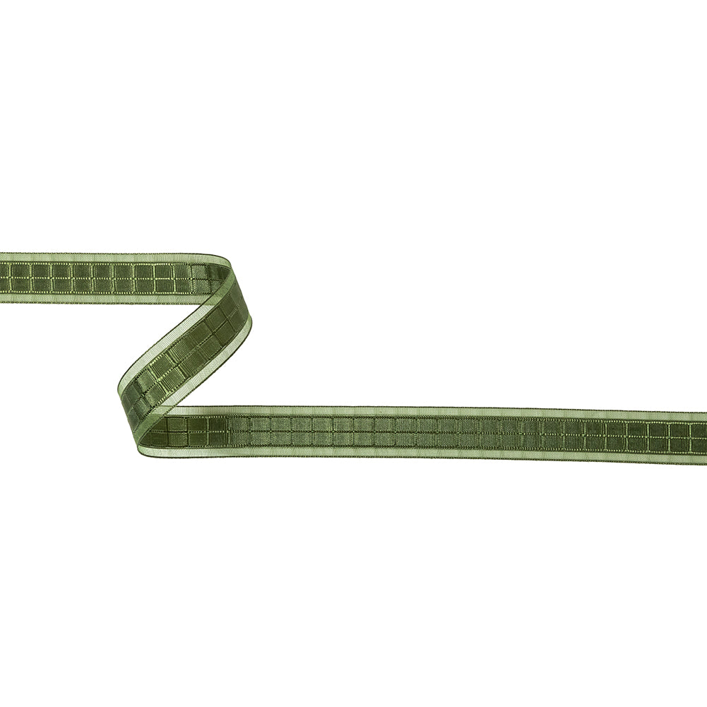 Cypress Windowpane Checks and Sheer Borders Woven Ribbon - 0.625" Cypress Windowpane Checks and Sheer Borders Woven Ribbon - 0.625"