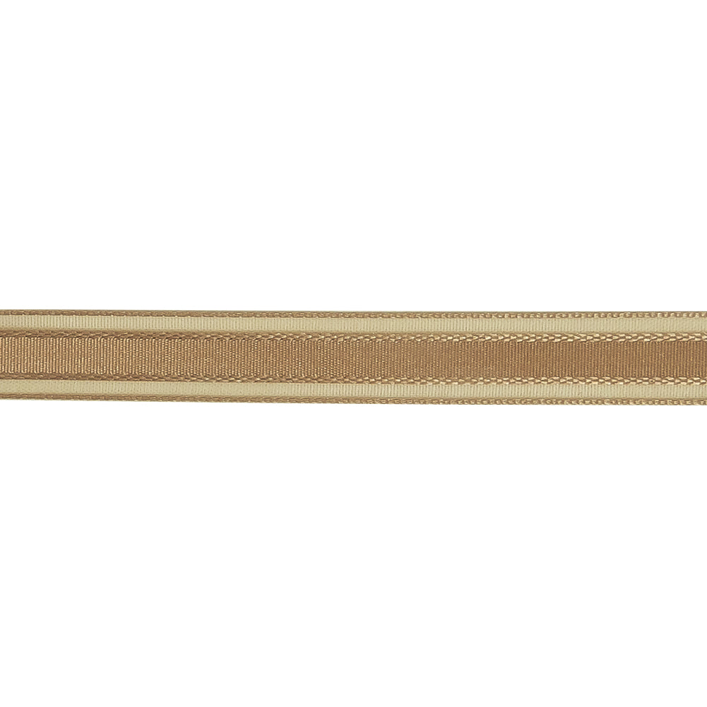 Beige Woven Ribbon with Sheer Organza Borders - 0.5" Detail Beige Woven Ribbon with Sheer Organza Borders - 0.5" Detail