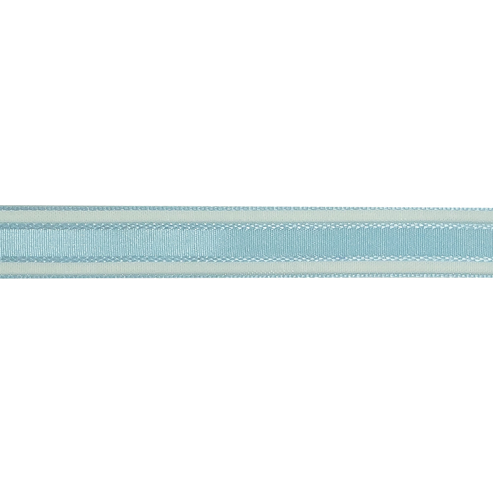 Baby Blue Woven Ribbon with Sheer Organza Borders - 0.5" Detail Baby Blue Woven Ribbon with Sheer Organza Borders - 0.5" Detail