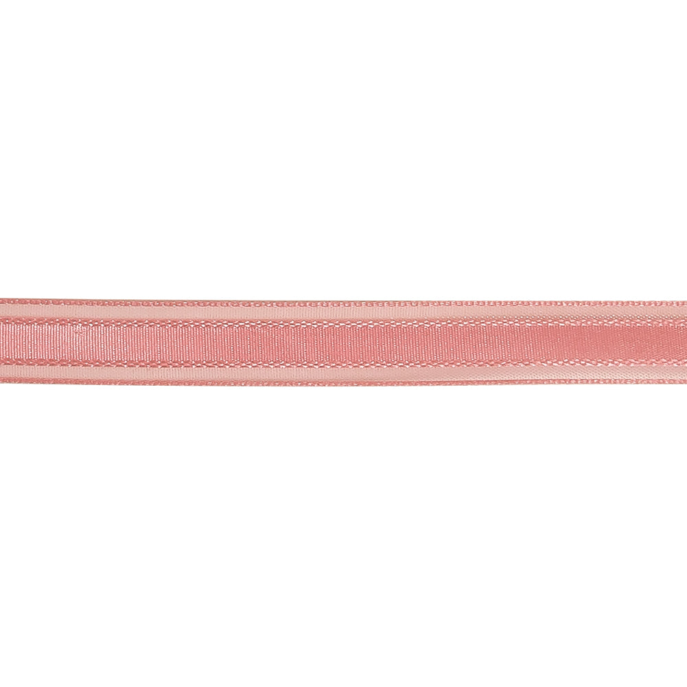 Bubblegum Woven Ribbon with Sheer Organza Borders - 0.5" Detail Bubblegum Woven Ribbon with Sheer Organza Borders - 0.5" Detail