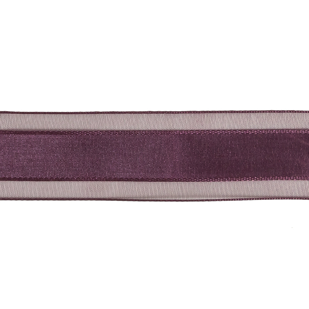 Sunset Purple Woven Ribbon with Sheer Organza Borders - 1" Detail Sunset Purple Woven Ribbon with Sheer Organza Borders - 1" Detail