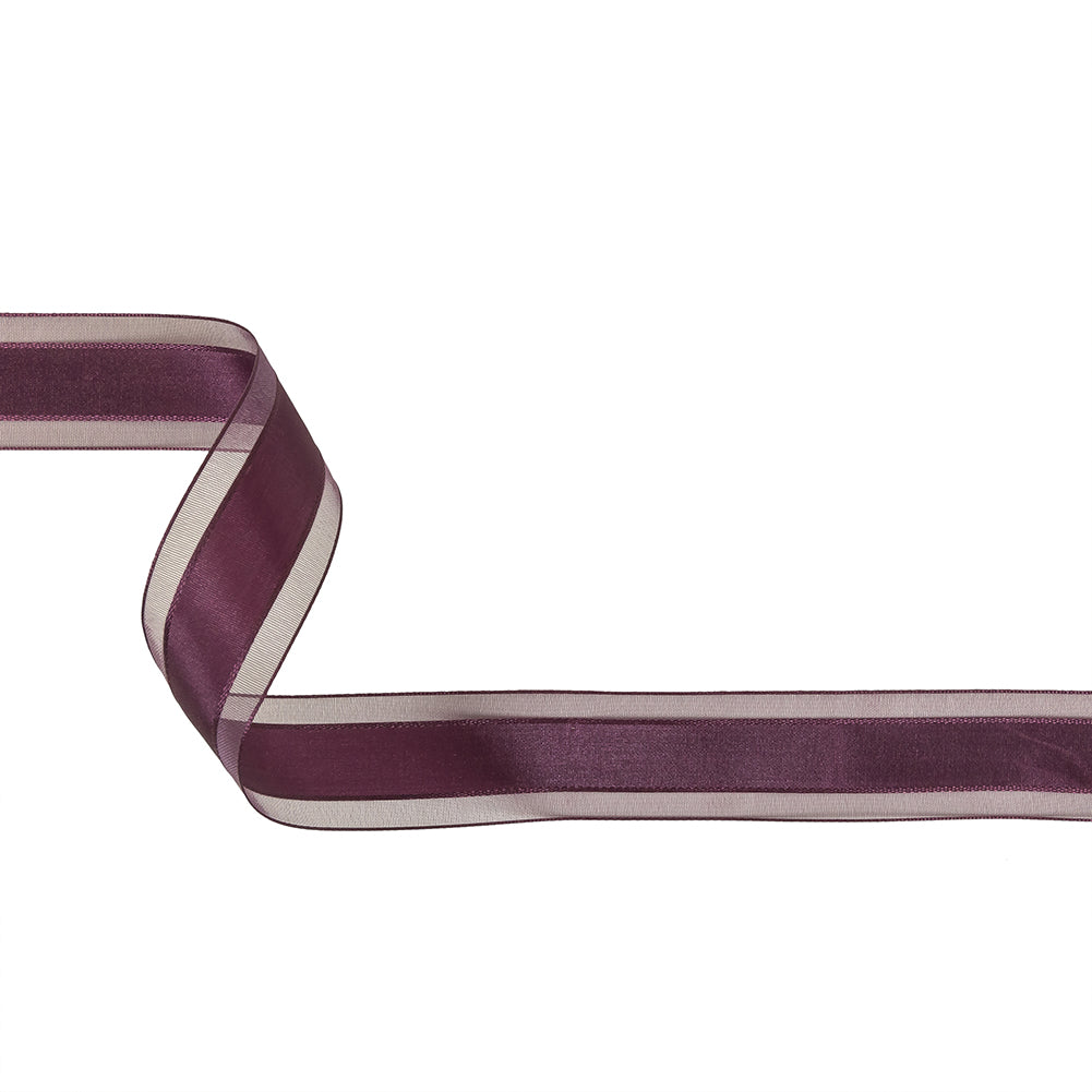 Sunset Purple Woven Ribbon with Sheer Organza Borders - 1" Sunset Purple Woven Ribbon with Sheer Organza Borders - 1"