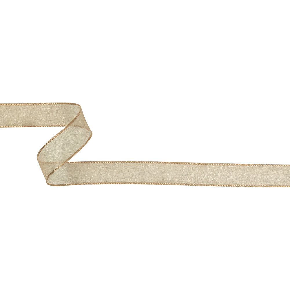 Beige Shimmering Organza Ribbon with Woven Edges - 0.75" Beige Shimmering Organza Ribbon with Woven Edges - 0.75"