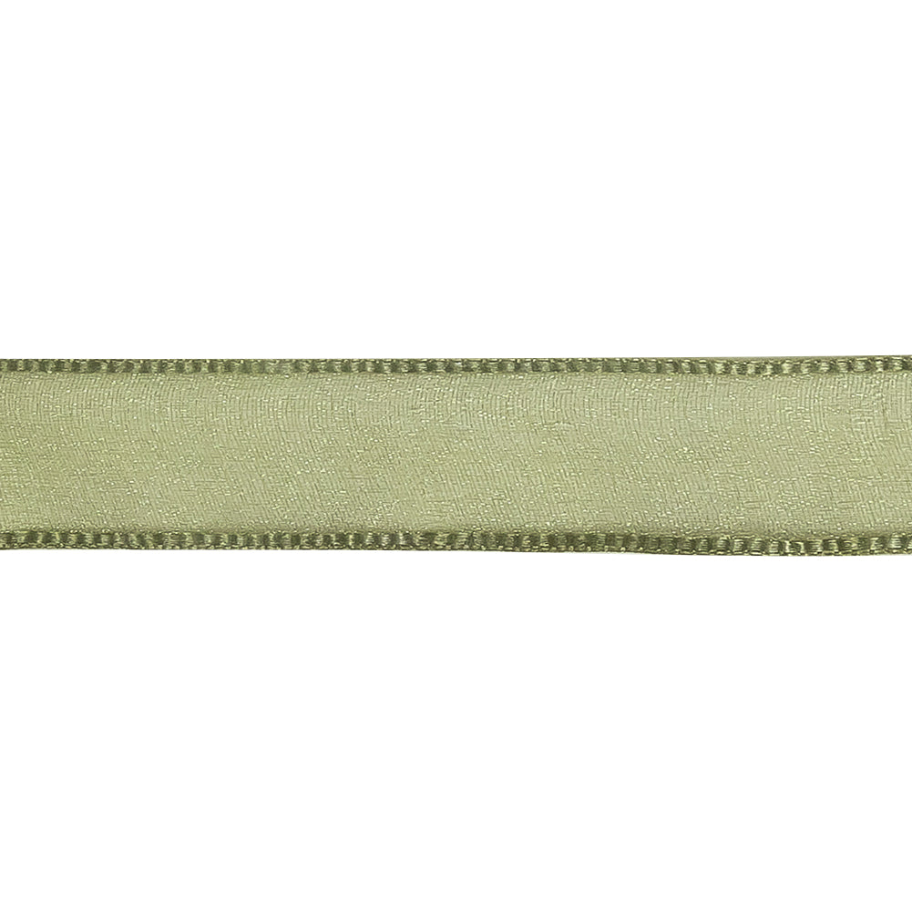 Moss Shimmering Organza Ribbon with Woven Edges - 0.75" Detail Moss Shimmering Organza Ribbon with Woven Edges - 0.75" Detail