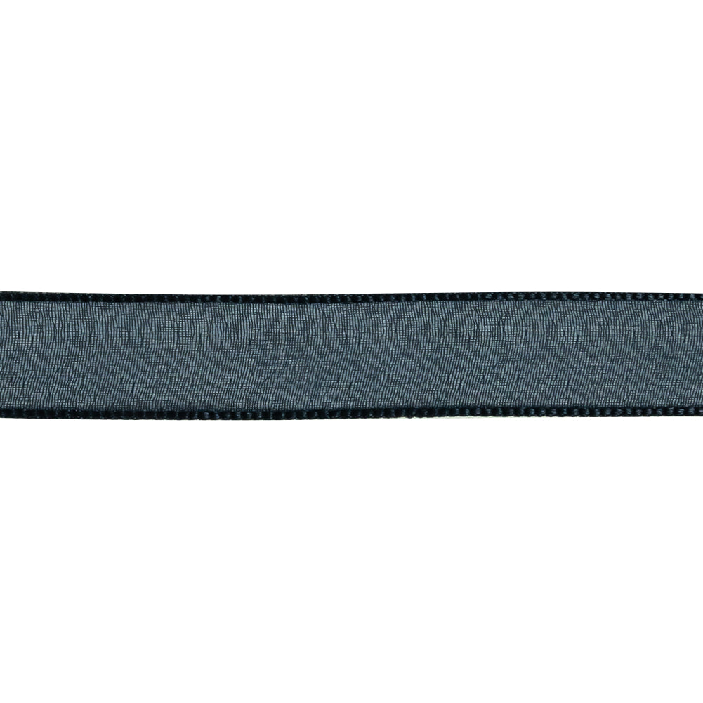 Navy Shimmering Organza Ribbon with Woven Edges - 0.75" Detail Navy Shimmering Organza Ribbon with Woven Edges - 0.75" Detail