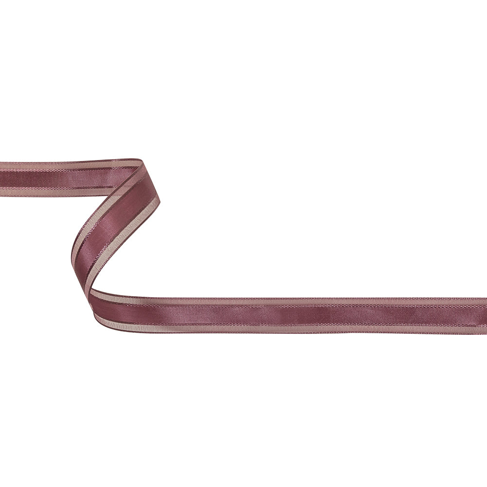 Amaranth Woven Ribbon with Sheer Organza Borders - 0.75" Amaranth Woven Ribbon with Sheer Organza Borders - 0.75"