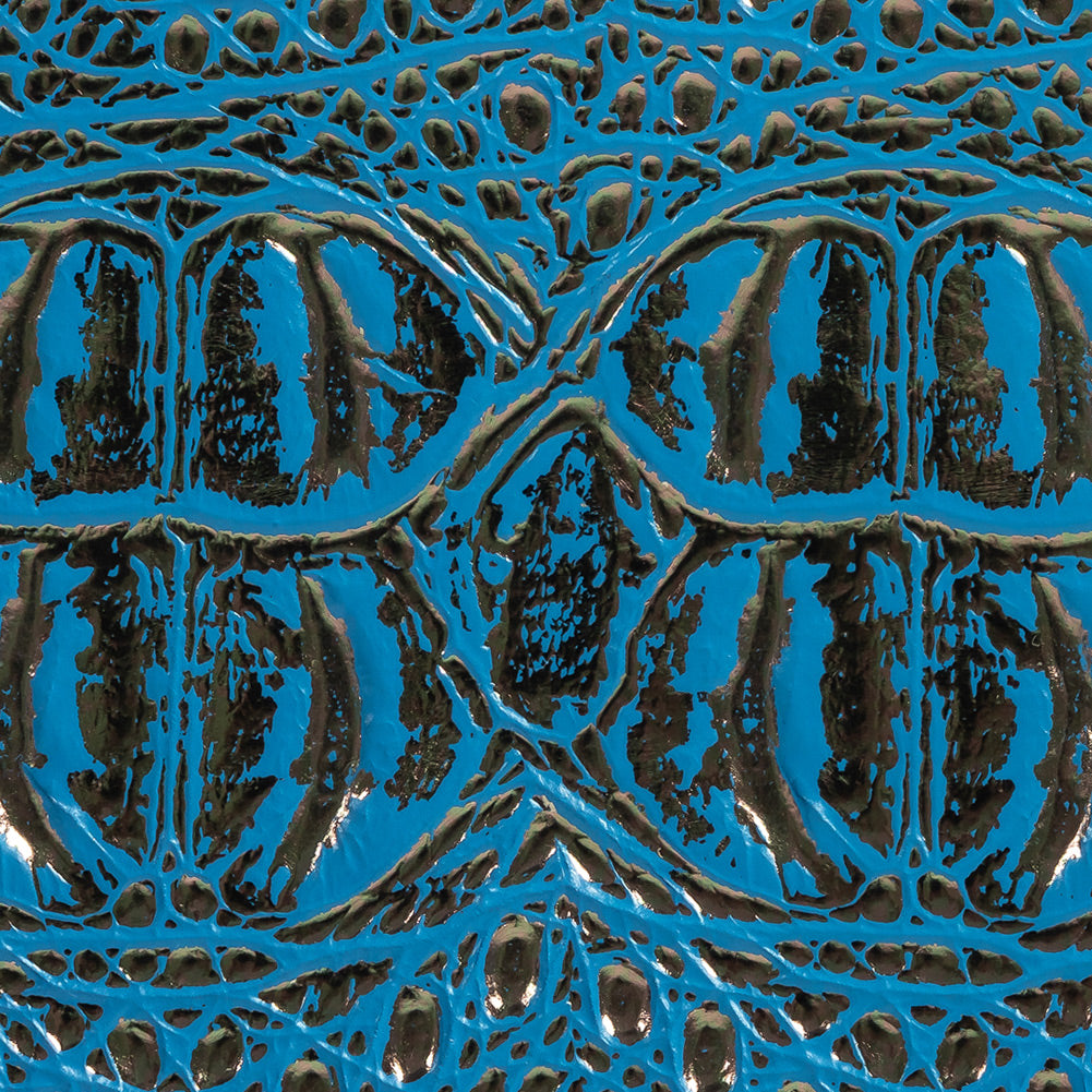 Metallic Crocodile Embossed Vinyl - Blue and Bronze - Twain Collection Detail Metallic Crocodile Embossed Vinyl - Blue and Bronze - Twain Collection Detail