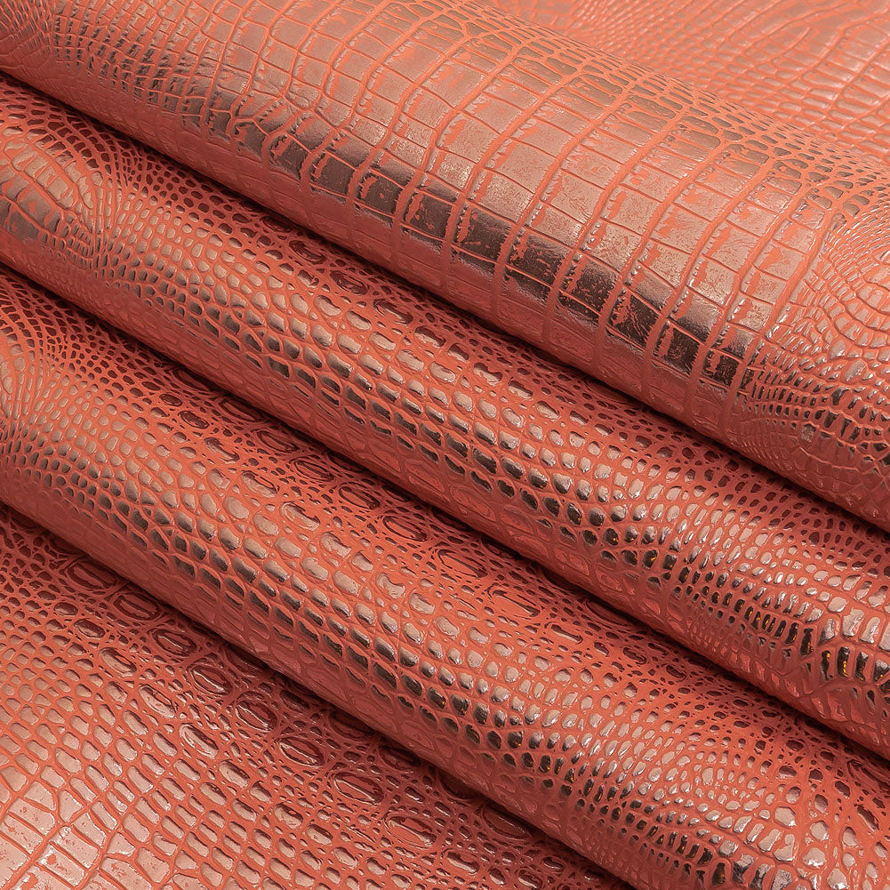 Metallic Crocodile Embossed Vinyl - Pink and Silver - Twain Collection Folded Metallic Crocodile Embossed Vinyl - Pink and Silver - Twain Collection Folded