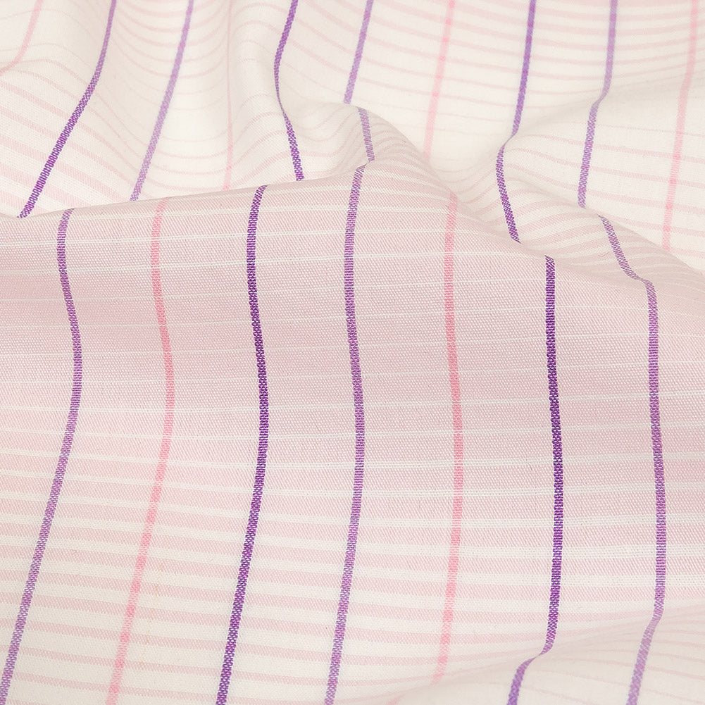 Pink, Purple and White Gradient Pinstripes Cotton Shirting Detail Pink, Purple and White Gradient Pinstripes Cotton Shirting Detail