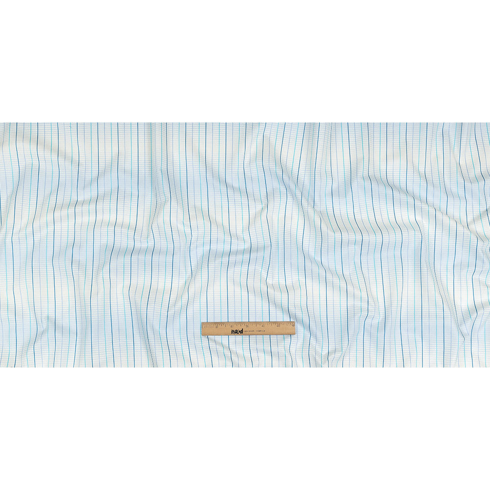 Blue, Aqua and White Gradient Pinstripes Cotton Shirting Full Blue, Aqua and White Gradient Pinstripes Cotton Shirting Full