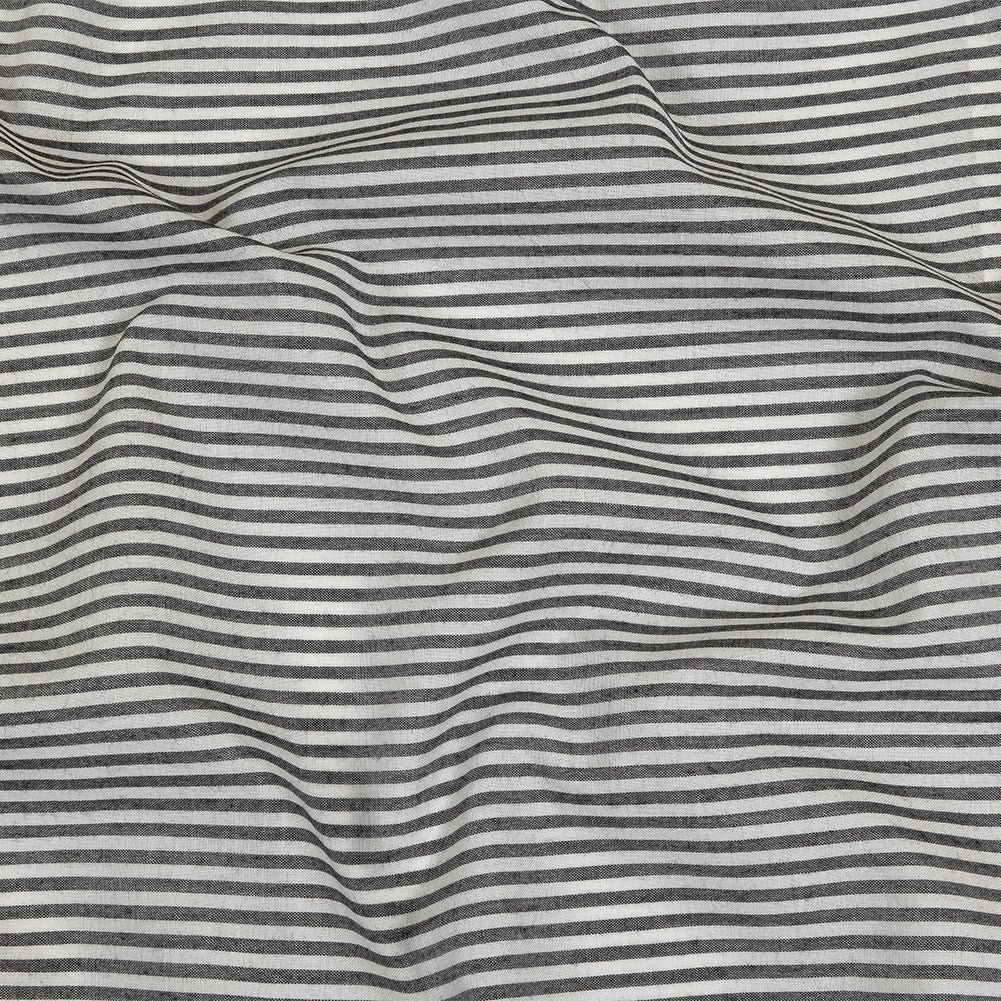 Black and White Railroad Stripes Cotton and Polyester Woven Black and White Railroad Stripes Cotton and Polyester Woven