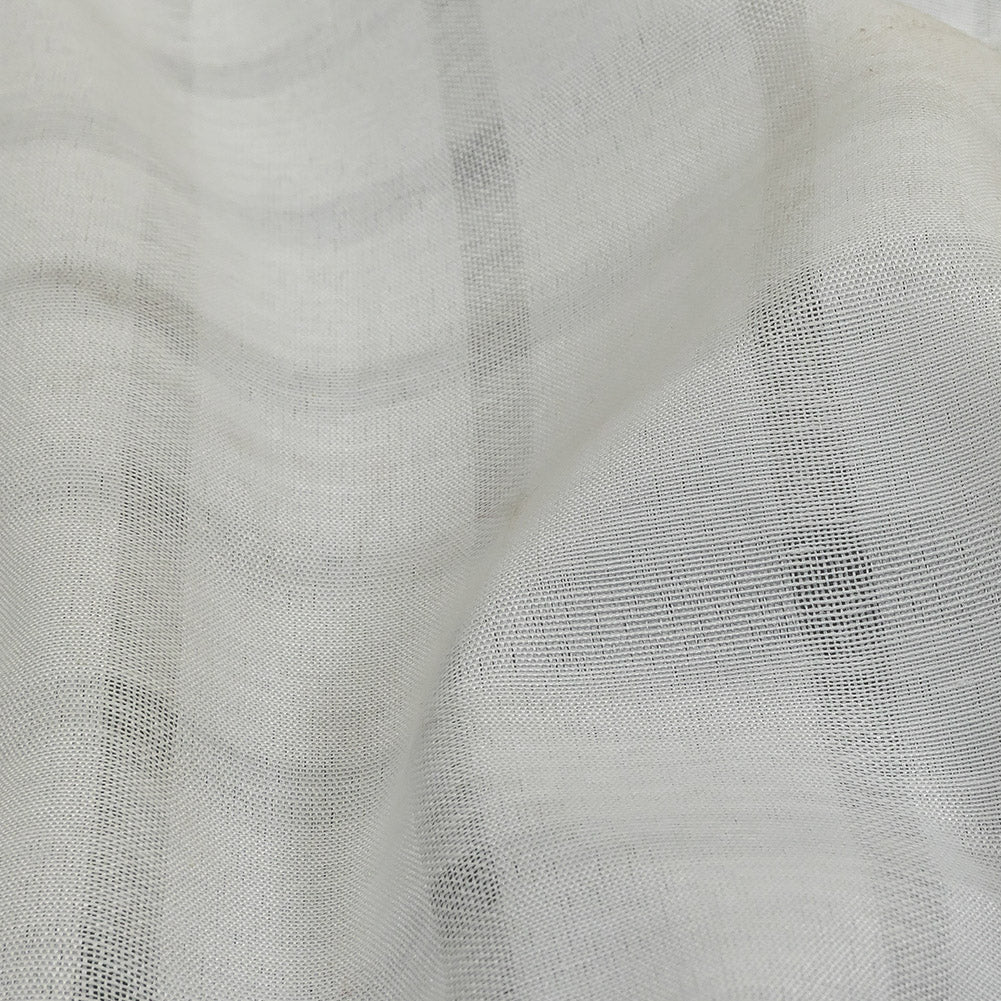 White Sheer Stripes Cotton and Polyester Woven Detail White Sheer Stripes Cotton and Polyester Woven Detail
