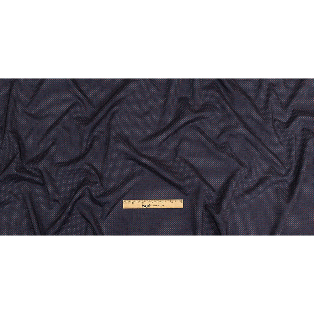 Black Iris, Red and White Tiny Medallions Stretch Polyester Woven Full Black Iris, Red and White Tiny Medallions Stretch Polyester Woven Full