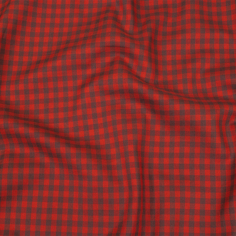 Red and Brown Checkered Twill Cotton Shirting Red and Brown Checkered Twill Cotton Shirting