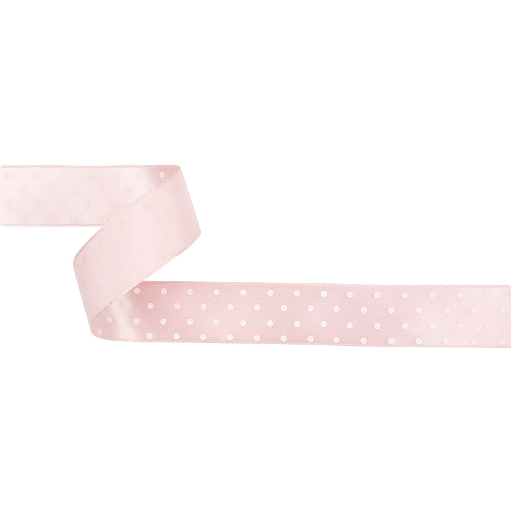Baby Pink and White Polka Dot Satin Ribbon - 1" Baby Pink and White Polka Dot Satin Ribbon - 1"