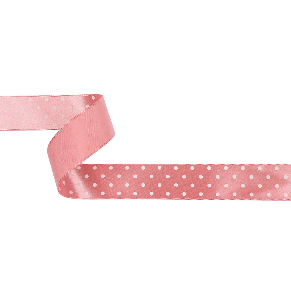 Flamingo and White Polka Dot Satin Ribbon - 1" Flamingo and White Polka Dot Satin Ribbon - 1"