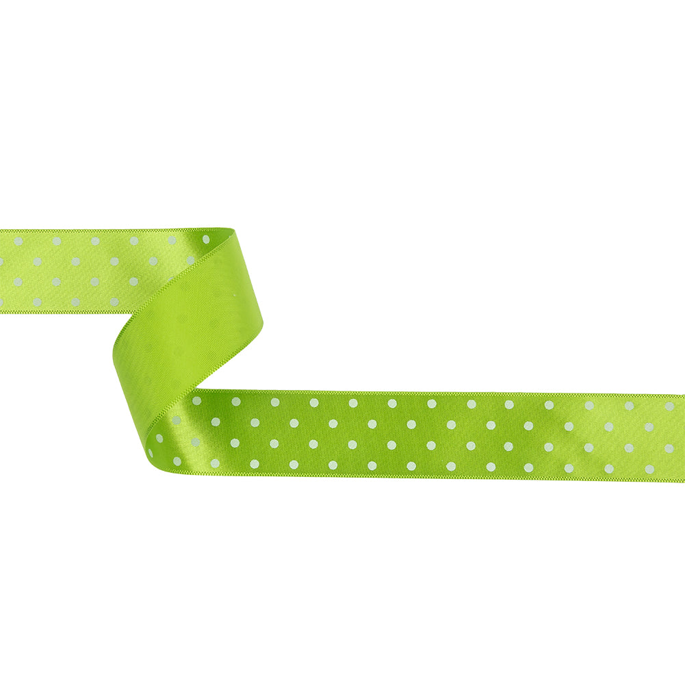 Lime and White Polka Dot Satin Ribbon - 1" Lime and White Polka Dot Satin Ribbon - 1"